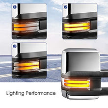 Load image into Gallery viewer, MOSTPLUS Power Heated Towing Mirrors Compatible for Chevy Silverado Suburban Tahoe GMC Serria Yukon 1999-2002 with Sequential Turn light, Parking Lamp, Running Light(Set of 2) (Chrome)