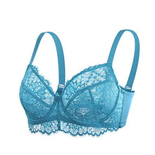 Load image into Gallery viewer, HSIA Women Minimizer Unlined Underwire Bra Eyelash Lace Unpadded Bra Sheer Sexy Bra 34C-44DDD Horizon Blue