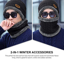 Load image into Gallery viewer, VBIGER 2-Pieces Winter Beanie Scarf Set Warm Hat Thick Knit Skull Cap for Men Women, One Size Black