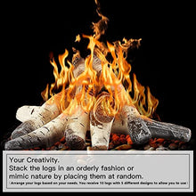 Load image into Gallery viewer, Uniflasy Gas Fireplace Logs, 6pcs Ceramic White Birch Wood Firepit Gas Logs for Firebowl, Vented, Gel, Ventless, Electric, Gas Inserts, Propane, Indoor or Outdoor Gas Fireplace Fire Pit, Logs Decor