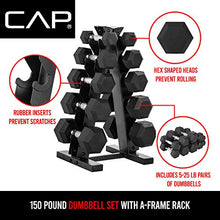 Load image into Gallery viewer, CAP Barbell 150-lb Hex Dumbbell Weight Set with Vertical Rack