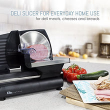 Load image into Gallery viewer, Elite Platinum Ultimate Precision Electric Deli Food Meat Slicer Removable Stainless Steel Blade, Adjustable Thickness, Ideal for Cold Cuts, Hard Cheese, Vegetables & Bread, 7.5”, Black