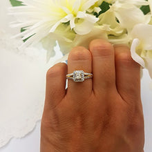 Load image into Gallery viewer, Dazzlingrock Collection 0.50 Carat (ctw) 14K Princess & Round Cut Diamond Halo Engagement Ring 1/2 CT, Yellow Gold, Size 6