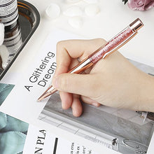 Load image into Gallery viewer, Ballpoint Pens, BYSOU 4 Pcs Rose Gold Metal Pen Refills Bling Dynamic Liquid Sand Pen Black Ink for Office Supplies