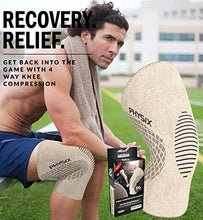 Load image into Gallery viewer, Physix Gear Knee Support Brace - Premium Recovery & Compression Sleeve for Meniscus Tear, ACL, MCL Running & Arthritis - Best Neoprene Stabilizer Wrap for Crossfit, Squats & Workouts (Single Beige S)