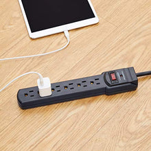 Load image into Gallery viewer, AmazonBasics 6-Outlet, 200 Joule Surge Protector Power Strip, 2 Foot, Black - Pack of 2