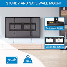 Load image into Gallery viewer, PERLESMITH Fixed TV Wall Mount Bracket Low Profile for 32-82 inch LED, LCD,and OLED Flat Screen TVs - Fits 16”- 24” Wood Studs, Fix TV Mount with VESA 600 x 400mm Holds up to132lbs