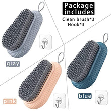 Load image into Gallery viewer, 3 Pack Scrub Brush,Soft & Stiff Bristles Brush,Dish Washing Brushes,Non-Slip Good Grip Laundry Scrubber for Kitchen Sink Carpet Tile Floor Bathroom Shoes Clothes Scrubbing and Cleaning-Blue/Gray/Pink