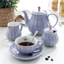Load image into Gallery viewer, Sweejar hualisi Porcelain Sets British Royal Series, 8 OZ Cups& Saucer Service for 6, with Teapot Sugar Bowl Cream Pitcher Teaspoons Strainer for Tea/Coff, 22 Piece