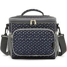 Load image into Gallery viewer, FlowFly Insulated Reusable Lunch Bag Adult Large Lunch Box for Women and Men with Adjustable Shoulder Strap Front Zipper Pocket and Dual Large Mesh Side Pockets, Royal
