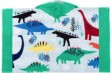 Load image into Gallery viewer, VOOVA & MOVAS Beach Bath Towel with Hood for Kids Toddlers Boys Girls 2 to 7 Years,Oversize Extra Size 50"x30",Super Soft Absorbent Cotton for Bath/Pool/Beach Swim Coverups Bathrobe,Dinosaur Theme