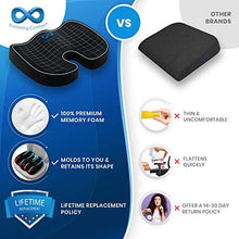 Load image into Gallery viewer, Everlasting Comfort Seat Cushion for Office Chair - Tailbone Cushion - Coccyx Cushion - Sciatica Pillow for Sitting (Black)