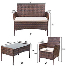 Load image into Gallery viewer, Homall 4 Pieces Outdoor Patio Furniture Sets Rattan Chair Wicker Set, Outdoor Indoor Use Backyard Porch Garden Poolside Balcony Furniture Sets (Brown and Beige)