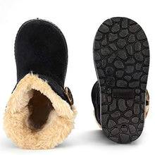 Load image into Gallery viewer, TIMATEGO Baby Kids Boys Girls Snow Boots Cozy Fur Non Slip Bailey Button Infant Toddler First Walker Outdoor Winter Shoes (Toddler/Little Kid) 4 Toddler, 004 Black Baby Boots