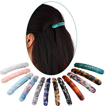 Load image into Gallery viewer, 12 Pieces Skinny Hair Barrettes Tortoise Shell Cellulose Acetate French Hair Clip Automatic Hair Clip Long and Thin Handmade Celluloid Onyx Hair Barrette Ponytail Holder Hairpins for Women Girls