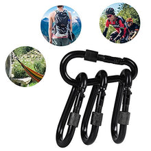 Load image into Gallery viewer, BEWISHOME 4 Pack Carabiner Solid Metal D Clips Black Carabiner with Heavy Duty 500LBS Screw Gate Multifunctional Hammock Locking for Outdoor Traveling Backpacking Black HDK02H