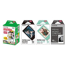 Load image into Gallery viewer, Fujifilm Instax Mini Instant Film 4-PACK BUNDLE SET , SKY BLUE 10 + Black Frame 10 + Monochrome 10 + Twin 20 90 8 70 7s 50s 25 300 Camera SP-1 Printer