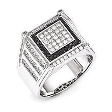 Load image into Gallery viewer, 925 Sterling Silver Cubic Zirconia Cz Black White Mens Band Ring Size 9.00 Man Fine Jewelry For Dad Mens Gifts For Him