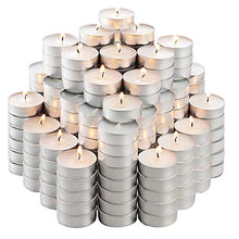 Load image into Gallery viewer, MontoPack Unscented Tea Lights Candles in Bulk | 200 White, Smokeless, Dripless & Long Lasting Paraffin Tea Candles | Small Votive Mini Tealight Candles for Home, Pool, Shabbat, Weddings & Emergencies