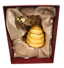 Load image into Gallery viewer, Kubla Craft Enameled Bees on Beehive Trinket Box, Accented with Austrian Crystals