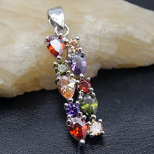 Load image into Gallery viewer, Multi Gemstone Pendants Garnet Amethyst Morganite Peridot Promise Wedding Party Necklaces Pendants (Silver Color)