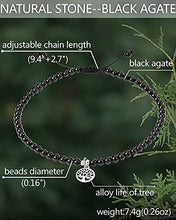 Load image into Gallery viewer, Lightock Tree of Life with Natural Black Agate Bracelet Anklets for Women Rope Braided Female Amulet Medition Yoga Bracelers Foot Accessiory