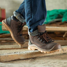 Load image into Gallery viewer, DRKA Men's Steel Toe Work Boots Water Resistant Safety Boots(18950-brn-42)