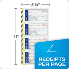 Load image into Gallery viewer, Adams Write n' Stick Receipt Book, 2-Part, Carbonless, White/Canary, 5-1/4" x 11", Spiral Bound, 200 Sets per Book, 4 Receipts per Page (SC1152WS)