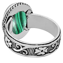 Load image into Gallery viewer, Malachite Ring Size 5 925 Silver Overlay Vintage Style Handmade Solitaire Ring