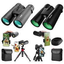 Load image into Gallery viewer, 12x42 HD Binoculars for Adults with Upgraded Phone Adapter, Tripod and Tripod Adapter + 12x42 HD Binoculars for Adults with Upgraded Phone Adapter