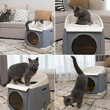 Load image into Gallery viewer, DADYPET Cat Litter Box, Hooded Kitty Litter Box Two-Door Top-Entry Front-Entry Self Cleaning Large Covered Litter Pan with Lid Scoop Gray