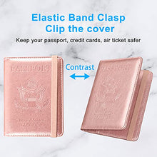 Load image into Gallery viewer, ACdream Passport and Vaccine Card Holder Combo, Cover Case with CDC Vaccination Card Slot, Leather Travel Documents Organizer Protector, with RFID Blocking, for Women and Men, Rose Gold