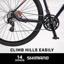 Load image into Gallery viewer, Mongoose Men's Elroy Adventure Bike 700C Wheel Bicycle, Blue, 54cm frame size