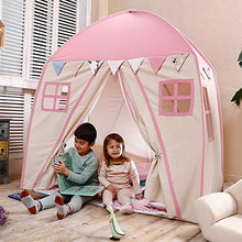 Load image into Gallery viewer, LOVE TREE Teepee Tent for Kids Play Tent Children Fort Canvas Canopy for Indoor Outdoor with Carry Bag Portable Playhouse in Pink for Girls