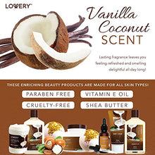 Load image into Gallery viewer, Bath and Body Gift Basket For Women and Men – 9 Piece Set of Vanilla Coconut Home Spa Set, Includes Fragrant Lotions, Extra Large Bath Bombs, Coconut Oil, Luxurious Bath Towel & More