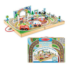 Load image into Gallery viewer, Melissa & Doug 18-Piece Wooden Take-Along Tabletop Town, 4 Rescue Vehicles, Play Pieces, Bridge