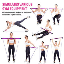 Load image into Gallery viewer, Viajero Pilates Bar Kit for Portable Home Gym Workout - 2 Latex Exercise Resistance Band - 3-Section Sticks - All-in-one Strength Weights Equipment for Body Fitness Squat Yoga with E-Book & Video
