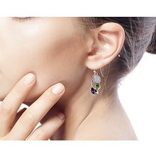Load image into Gallery viewer, NOVICA Peridot Amethyst Rainbow Moonstone .925 Sterling Silver Dangle Earrings, Natural Glamour'
