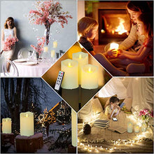 Load image into Gallery viewer, Flickering Flameless Candles Outdoor Waterproof Battery Operated Candle Led Candle Pillar Frosted Plastic Candle Set of 3 Include Realistic Dancing LED Flames and Remote Control (D:3.25"x H:4"5"6")