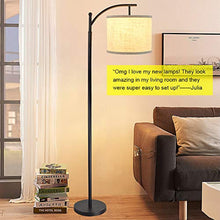 Load image into Gallery viewer, DLLT Bedroom Led Floor Lamp, 8W Industrial Arc Floor Lamp with Hanging Lamp Shade, Tall Standing Modern Floor lamp Reading for Living Room, Office, Study Room, Hotel with E26 Bulb-Warm