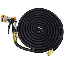Load image into Gallery viewer, 50ft Expandable Garden hose with 8 pattern hose nozzle - 3/4’’ Solid Brass Fittings with Protective Washer No leak & Rust - Portable Storage Bag Easy Carry and Use