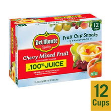 Load image into Gallery viewer, DEL MONTE Cherry Flavored Mixed Fruit FRUIT CUP Snacks in 100% Juice, 12 Pack, 4 oz