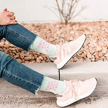 Load image into Gallery viewer, K. Bell Women's Funny Jokes and Wordplay Novelty Crew Socks, Light Blue (Nap Girl), Shoe Size: 4-10