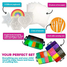 Load image into Gallery viewer, LITTLE VISIONARY 30,000 Fuse Beads - Deluxe Hama Bead Kit Includes 6 Pegboards, Tweezers, Ironing Paper, Travel Case (30,000)