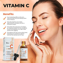 Load image into Gallery viewer, KIZZ Vitamin C Serum - Facial Skin Care Formulated with Hyaluronic Acid, Vitamin E, Aloe, Jojoba Oil & Witch Hazel - For Brightening & Moisturizing Skin - Helps Lift Fine Lines, Wrinkles - 2 fl. Oz
