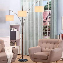 Load image into Gallery viewer, Brightech Trilage Arc Floor Lamp w/Marble Base - 3 Lights Hanging Over The Couch from Behind - Multi Head Arching Tree Lamp - for Mid Century, Modern & Contemporary Rooms - Oil Rubbed Bronze