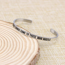 Load image into Gallery viewer, Joycuff Runner Gifts for Women Running Motivation Jewelry Cuff Bracelet Good Things Come to Those who Hustle