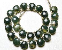 Load image into Gallery viewer, GemAbyss Beads Gemstone 1 Strand Natural Royal Green Moss Agate 9 Inch Strand,Superb-Finest Quality AAA Quality Smooth Heart Shape Briolettes, 10 MM Code-MVG-22755