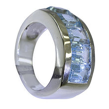 Load image into Gallery viewer, 55Carat Natural Blue Topaz Ring Men Sterling Silver Rectangle Shape Size US 5,6,7,8,9,10,11,12