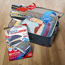 Load image into Gallery viewer, Spacesaver Premium Vacuum Storage Bags. 80% More Storage! Hand-Pump for Travel! Double-Zip Seal and Triple Seal Turbo-Valve for Max Space Saving! (Small 10 Pack)